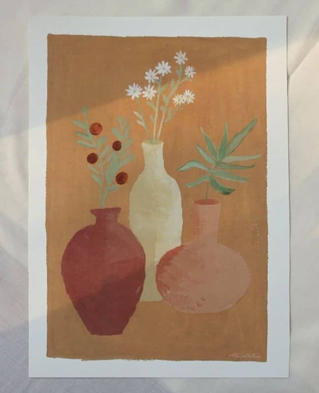 Kunstposter handgezeichnete Vasen mit Blumen
