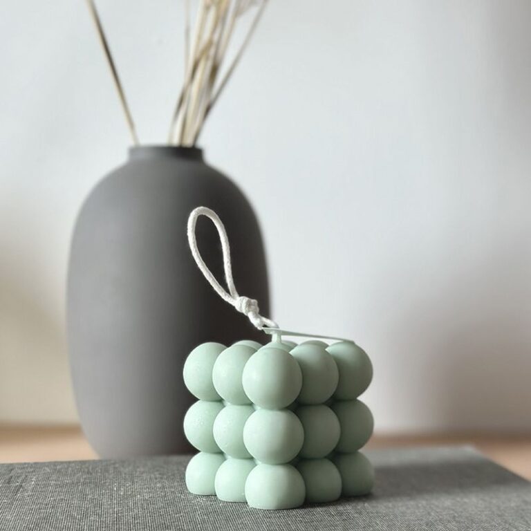 Spiralkugel Kerze Aus Rapswachs - Handmade In Germany, Vegan & Nachhaltig (8x8cm, Grau)