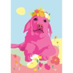 Hund mit Blumen