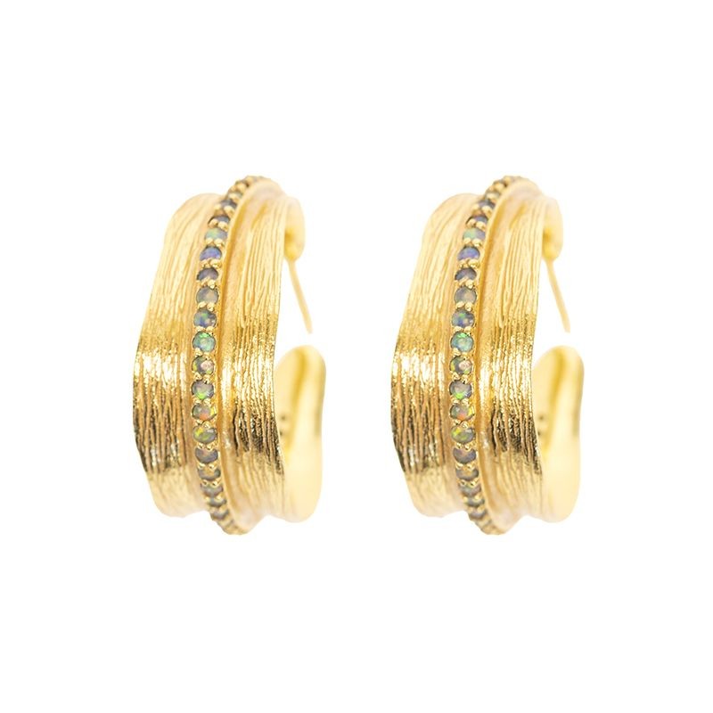 Fluted Opal Pavé Hoop